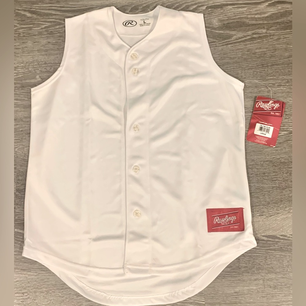 Rawlings Pro Dri Youth LARGE White Jersey Top